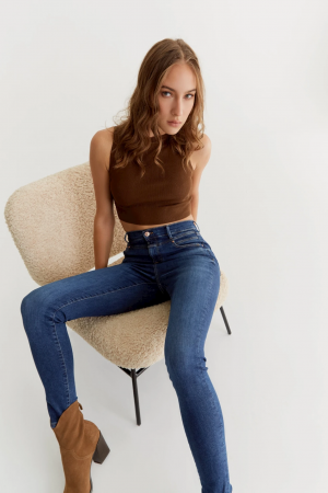 c.o.j. denim  Ultra High Waist Skinny Dark Blue bestel je online bij www.detojeans.nl/