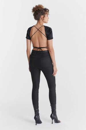 c.o.j. denim  Ultra High Waist Skinny Black Coated bestel je online bij www.detojeans.nl/